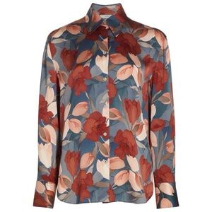 VINCE Magnolia Floral Silk Shirt